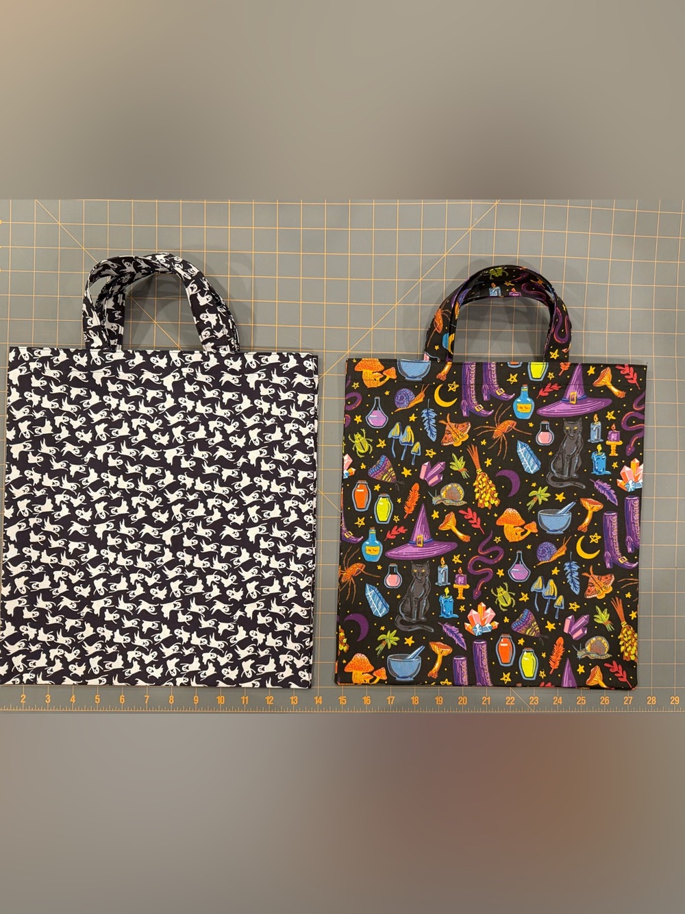 Hand Crafted Halloween Trick-or-Treat Tote Bags - Purple, Black, Orange - Picture 7 of 8